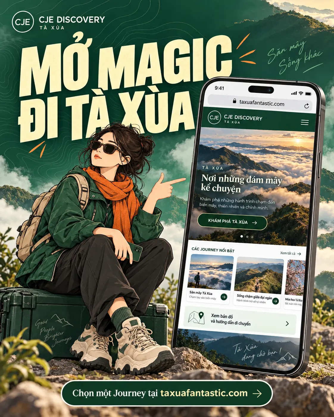 Du khách mở CJE Discovery để chọn Journey khám phá Tà Xùa